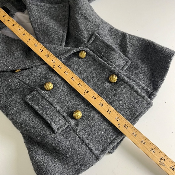 Smythe Double Breasted Wool Blend Charcoal Gray Gold Button Blazer Jacket Sz 4 - Picture 8 of 8